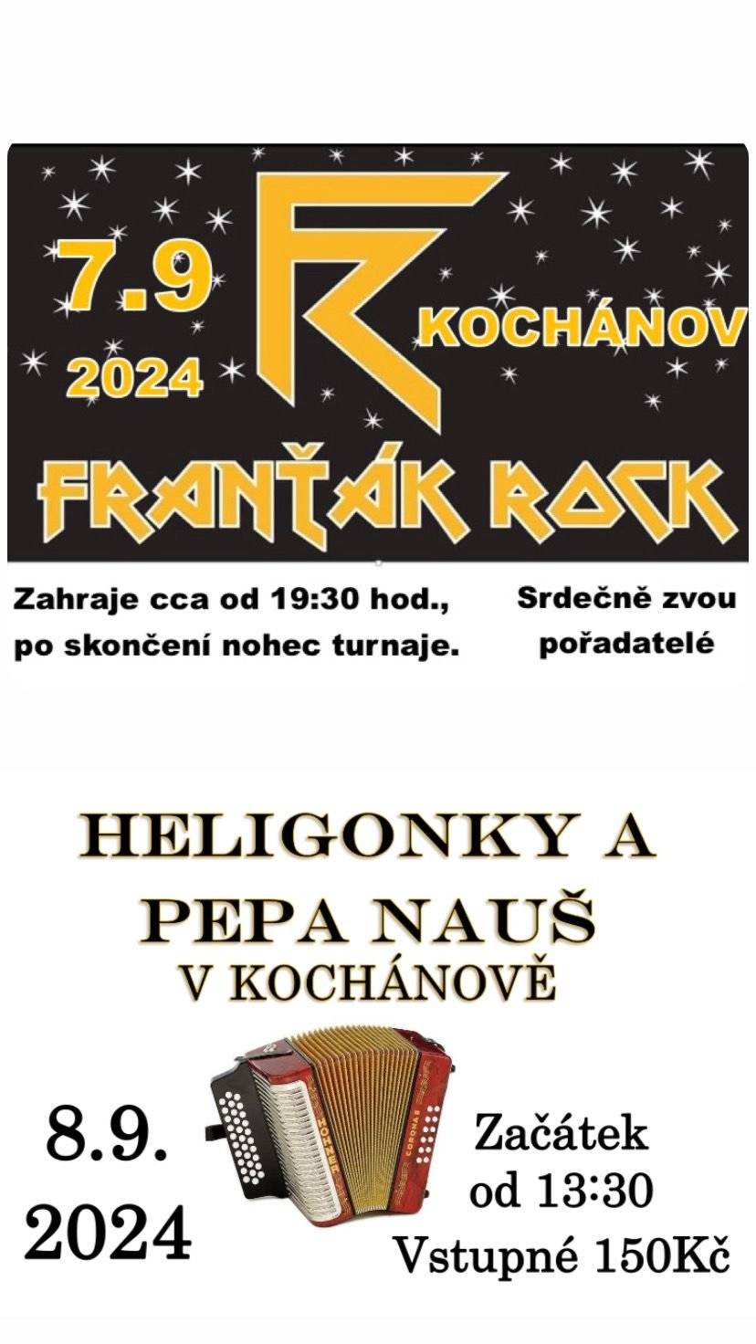 Franťák rock a  Heligonky již tento víkend v Kochánově!