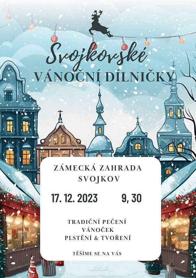 Zítra 17.12.2023 od 9.30 budou v zámecké zahradě vánoční dílničky. Už se na vác moc těšíme.
OU Svojkov