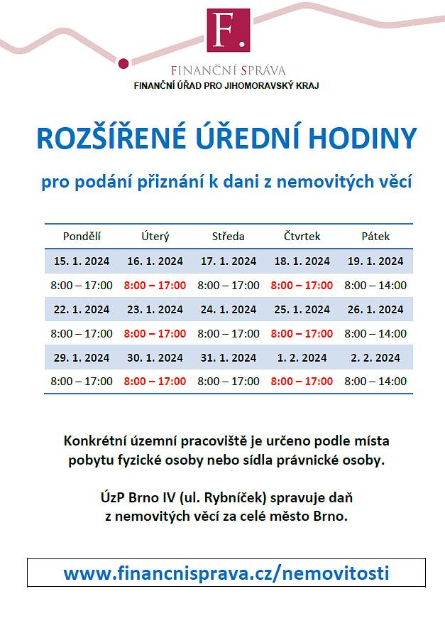 Rozšířené úřední hodiny FÚ JmK.