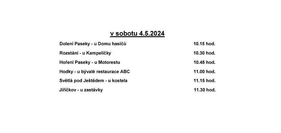 Dne 4.5.2024 proběhne v naší obci sběr nebezpečných složek komunálního odpadu. Více informací v přiloženém souboru.