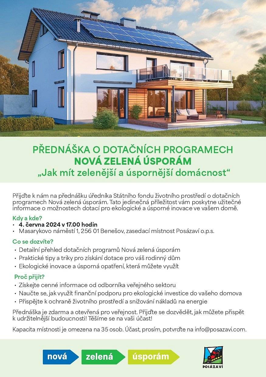 Přednáška o dotačních programech Nová zelená úsporám