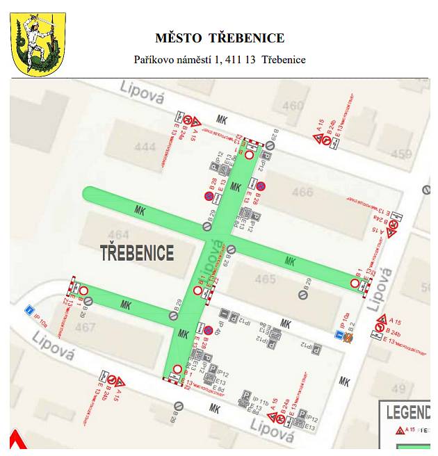 Vážení občané Třebenic,
od 29. dubna 2024 do 31. srpna 2024 budou probíhat stavební práce na opravě povrchů komunikace v ulici Lipová, zejména v blízkosti bytových domů. 
Sdělujeme vám, že dne 2. května 2024 bude probíhat práce na odstranění betonového povrchu komunikace frézováním. Žádáme vás, abyste v blízkosti prováděných prací neparkovali, neboť hrozí nebezpečí odlétnutí betonových kousků a možné poškození vašeho vozidla.
Během stavebních prací vás žádáme, abyste neparkovali v oblasti stavby a jejím blízkém okolí. Bude zřízena alternativní možnost parkování na "škváře" vedle fotbalového hřiště. Z důvodu zajištění dostatečné kapacity parkovacích stání vás žádáme, abyste do 26. 4. 2024 do 12.00 hodin napsali na emailovou adresu: holeysovsky@mesto-trebenice.cz nebo telefonicky na tel. č. 602 692 960 sdělili váš zájem o zajištění parkovacího stání.
Děkujeme vám za spolupráci, pochopení a trpělivost.