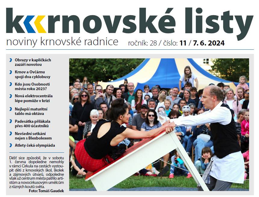 Dnes vycházejí Krnovské listy.
V elektronické podobě je najdete na našem webu, v tištěné na obvyklých distribučních místech.