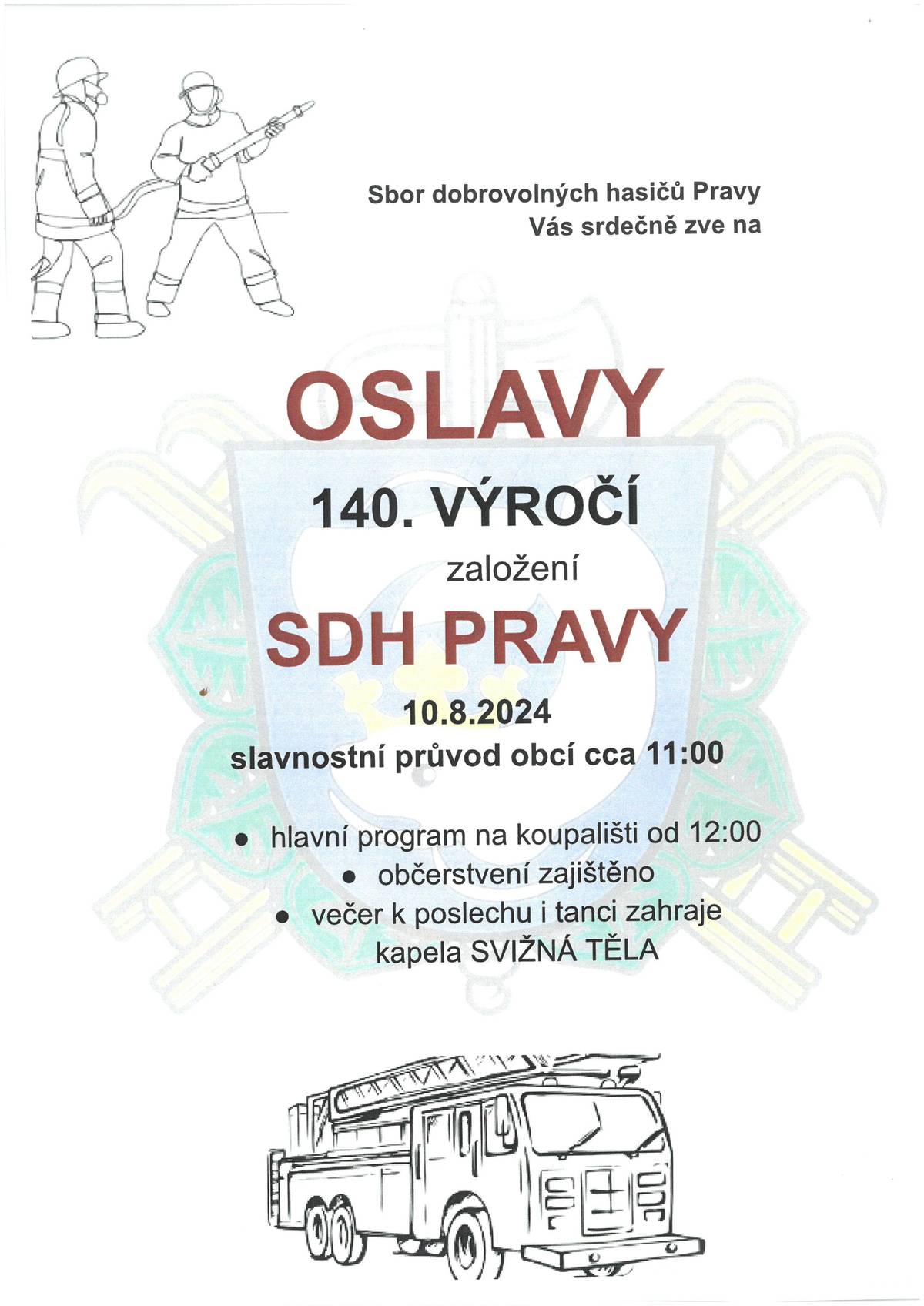 Oslavy 140. let SDH Pravy už tuto sobotu!