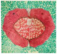 Radka Bodzewicz: Maska – Vstupní brána, 2020, kombinovaná technika na plátně, 210 x 200 cm.