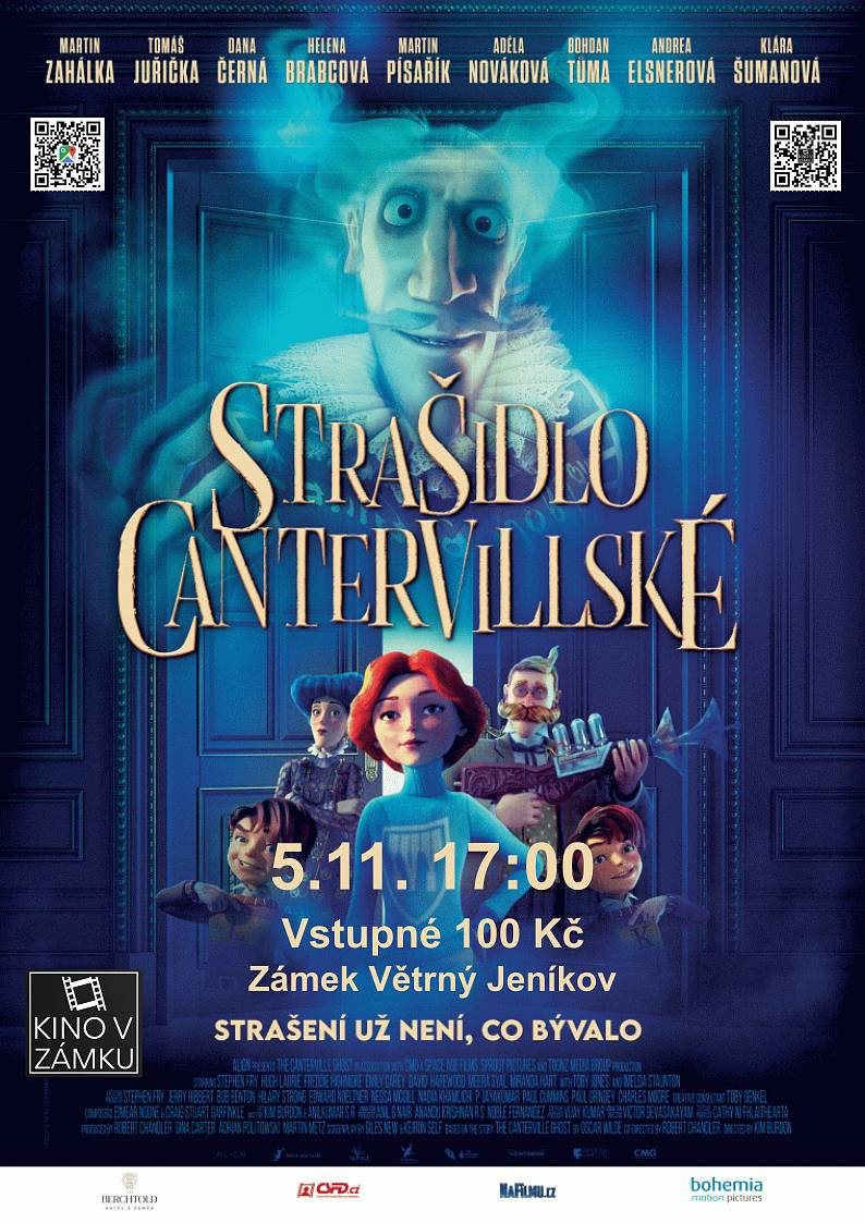 Kino v zámku Vás v neděli 5.11. v 17:00 zve na projekci animovaného filmu Strašidlo cantervillské. 
Cena vstupného je 100Kč.


Promítáme na zámku v zeleném salónku.
Více informací najdete na stránkách kina:
https://www.kinovzamku.cz/l/strasidlo-cantervillske/