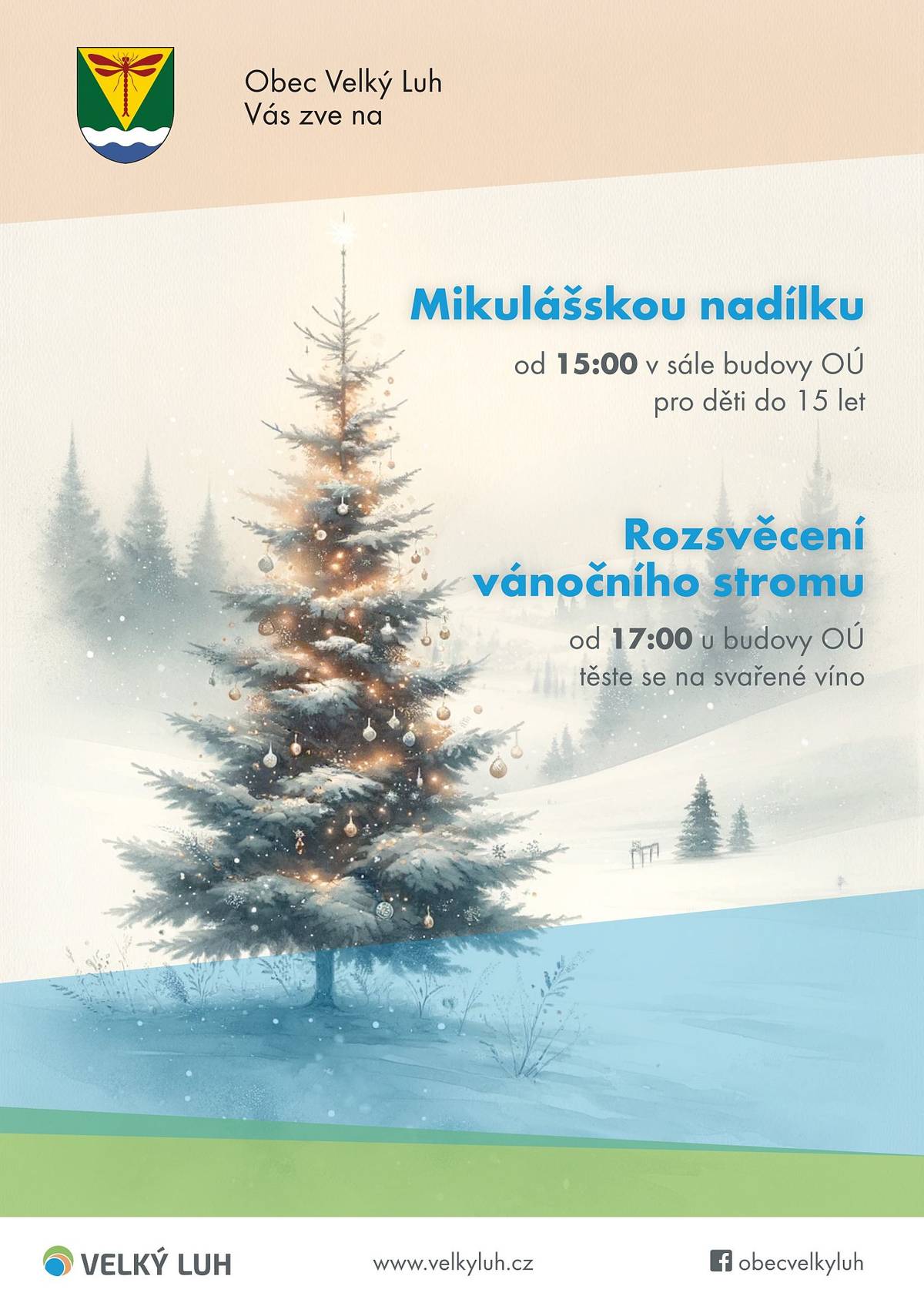 2.12.23 Mikulášská besídka od 15 hod. a rozsvícení vánočního stromu od 17 hod.