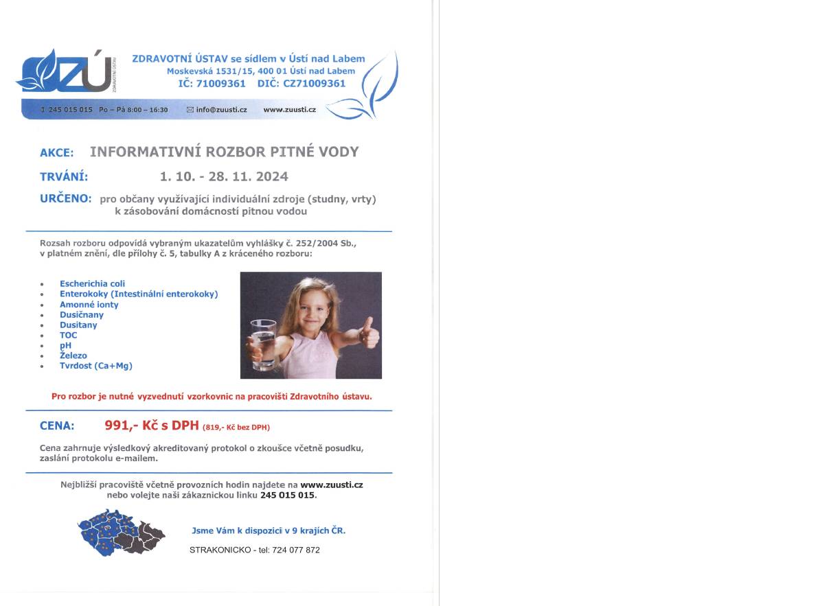 Určeno pro občany využívající individuální zdroje k zásobování domácností pitnou vodou