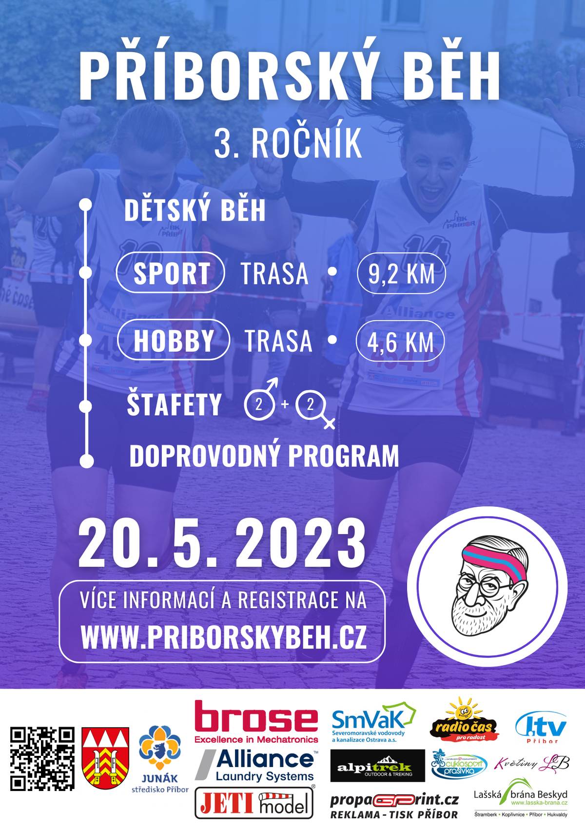 Město Příbor Vás zve na 3. ročník Příborského běhu, který se uskuteční v sobotu 20. května 2023 na náměstí Sigmunda Freuda v Příboře. Můžete se těšit na závody dětí a dospělých a bohatý doprovodný program. Bližší informace a harmonogram akce naleznete na stránkách www.priborskybeh.cz a stále je možnost přihlásit se do závodu.
