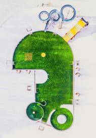 Giba fotografuje z ptačí perspektivy krajinu Horního Slezska a zaměřuje se mimo jiné i na nejrůznější stavby a struktury sloužící lidem.