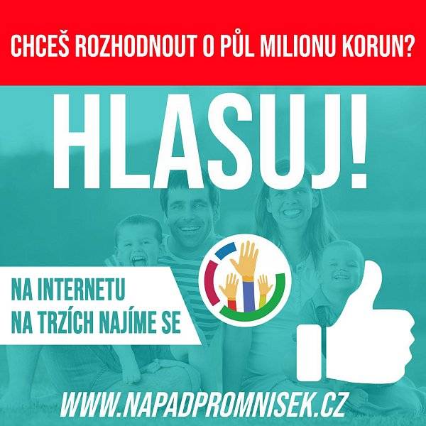Hlasování o 9 nápadech pro Mníšek končí 14. října. Vyberte si nápady, které se vám nejvíce libí a svým hlasem přímo ovlivněte, jak bude vypadat vaše okolí.
V online hlasování máte každý k dispozici maximálně 3 pozitivní hlasy a 1 negativní hlas.
Na participativní rozpočet radnice vyčlenila celkem 500 000 Kč, maximální rozpočet na jeden projekt je však 250 000 Kč, to znamená, že budou určitě realizovány minimálně dva nápady.
Hlasovat můžete online na webu: www.participativni-rozpocet.cz/mnisek/