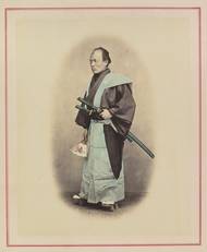Stránka z alba Japonské pohledy a kostýmy, Jednotlivé portrétní snímky nemají obvykle žádný popis. Dílo je ve sbírkách Metropolitního muzea v New Yorku.