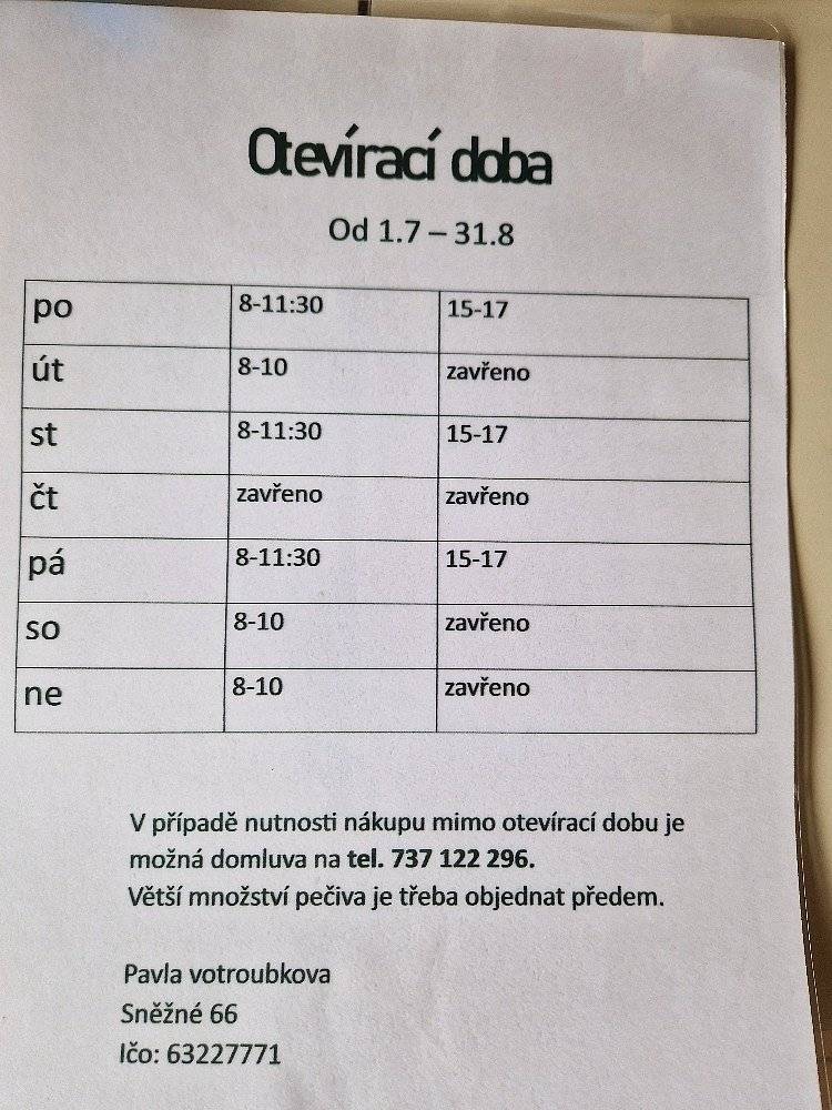 Otevírací doba přes státní svátky
Pátek 5.7. 8:00 - 11:30
Sobota 6.7 8:00-10:00