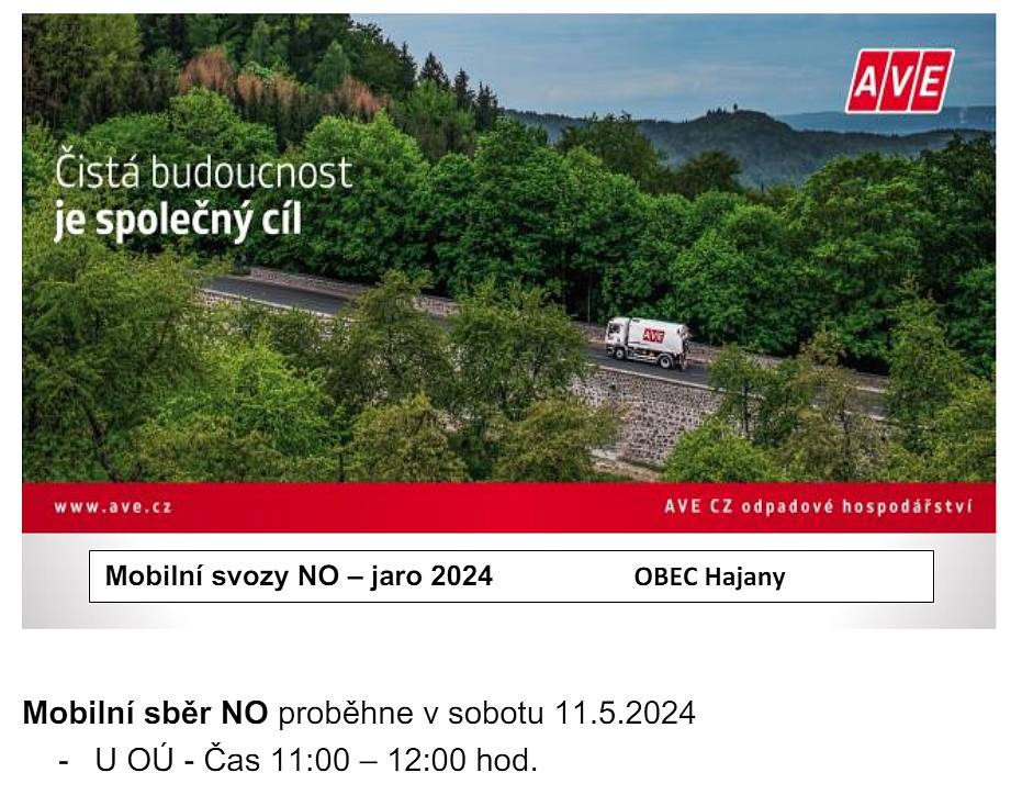 Budou odebírané následující odpady:
Snadno biologicky rozložitelné motorové, převodové a mazací oleje. Jiné motorové, převodové a mazací oleje. Obaly obsahující zbytky nebezpečných látek nebo obaly těmito látkami znečištěné. Absorpční činidla, filtrační materiály/včetně olejových filtrů jinak blíže neurčených/, čistící tkaniny a ochranné oděvy znečištěné nebezpečnými látkami. Nemrznoucí kapaliny obsahující nebezpečné látky (např. Fridex). Rozpouštědla Pesticidy Barvy, tiskařské barvy, lepidla a pryskyřice obsahující nebezpečné látky.
 
Žádáme občany, aby při mobilním sběru nebezpečných složek komunálního odpadu volně neodkládali odpady na stanovišti bez přítomnosti odborné obsluhy. Vyčkejte příjezdu soupravy zajišťující mobilní sběr nebezpečných odpadů.
Volným odkládáním nebezpečných složek komunálního odpadu na k tomu neurčených a nezajištěných místech nebo v jiných dnech, než je stanovené v harmonogramu, může být ohroženo nejen životní prostředí, ale i zdraví spoluobčanů.
Zpětné odběry dle jednotlivých skupin se nebudou při tomto svozu nebezpečných odpadů odebírat. Jedná se např. o televizory, rádia, vysavače, žehličky, fény, PC monitory, tiskárny, notebooky, ruční vrtačky, pily, pájky, brusky, drobné elektrické domácí spotřebiče, pneumatiky aj.