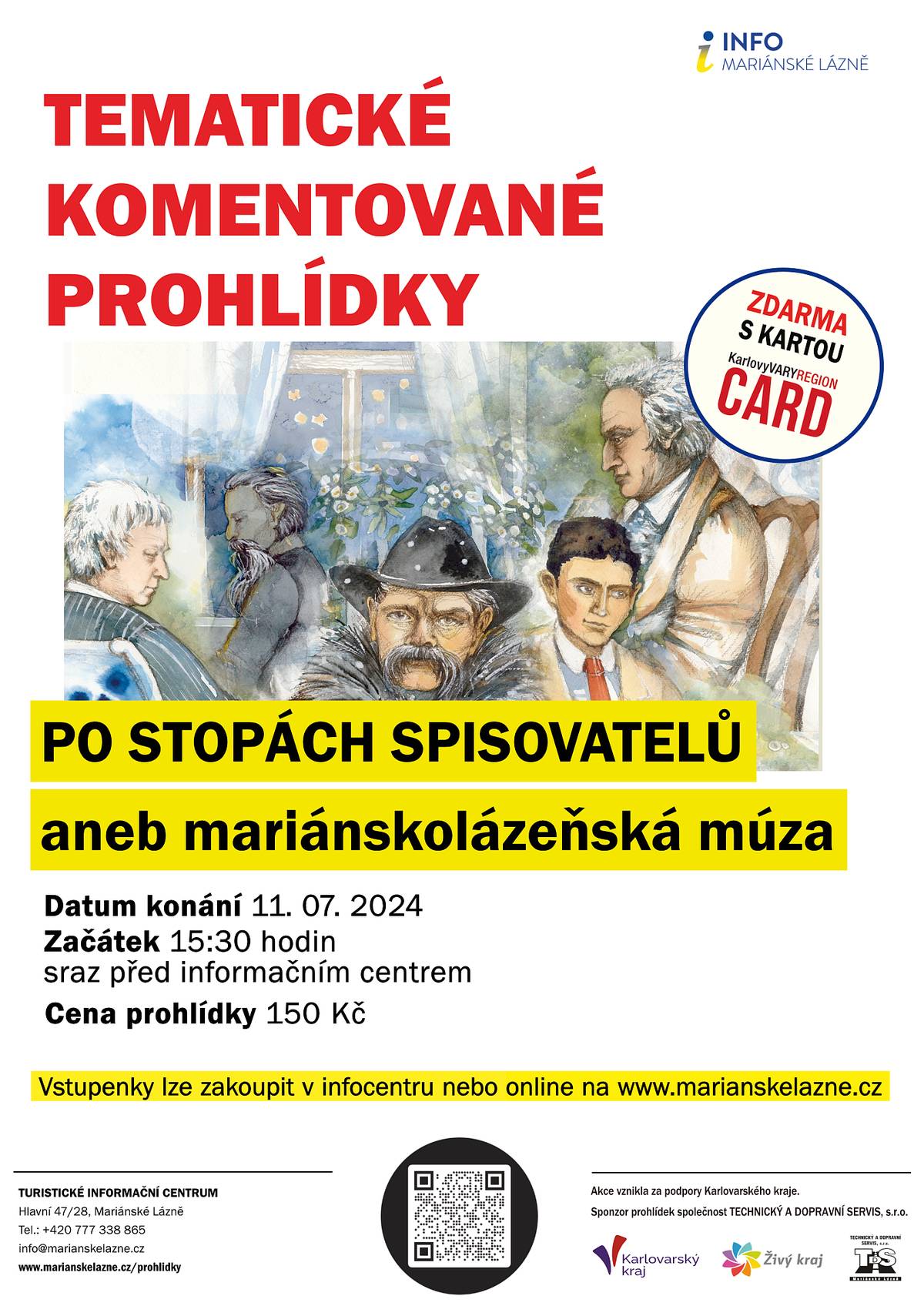 9. července uplyne 190 let od narození českého básníka, prozaika, novináře, dramatika, a divadelního kritika Jana Nerudy. Jan Neruda navštívil také Mariánské Lázně. Bylo to v roce 1872 a uveřejnil o nich dvě novely v publikaci "Menší cesty – Doma. Severozápadní lázně naše." 
Projděte se s námi po Stezce spisovatelů po místech, kde se slavní tvůrci léčili a hledali inspiraci.
