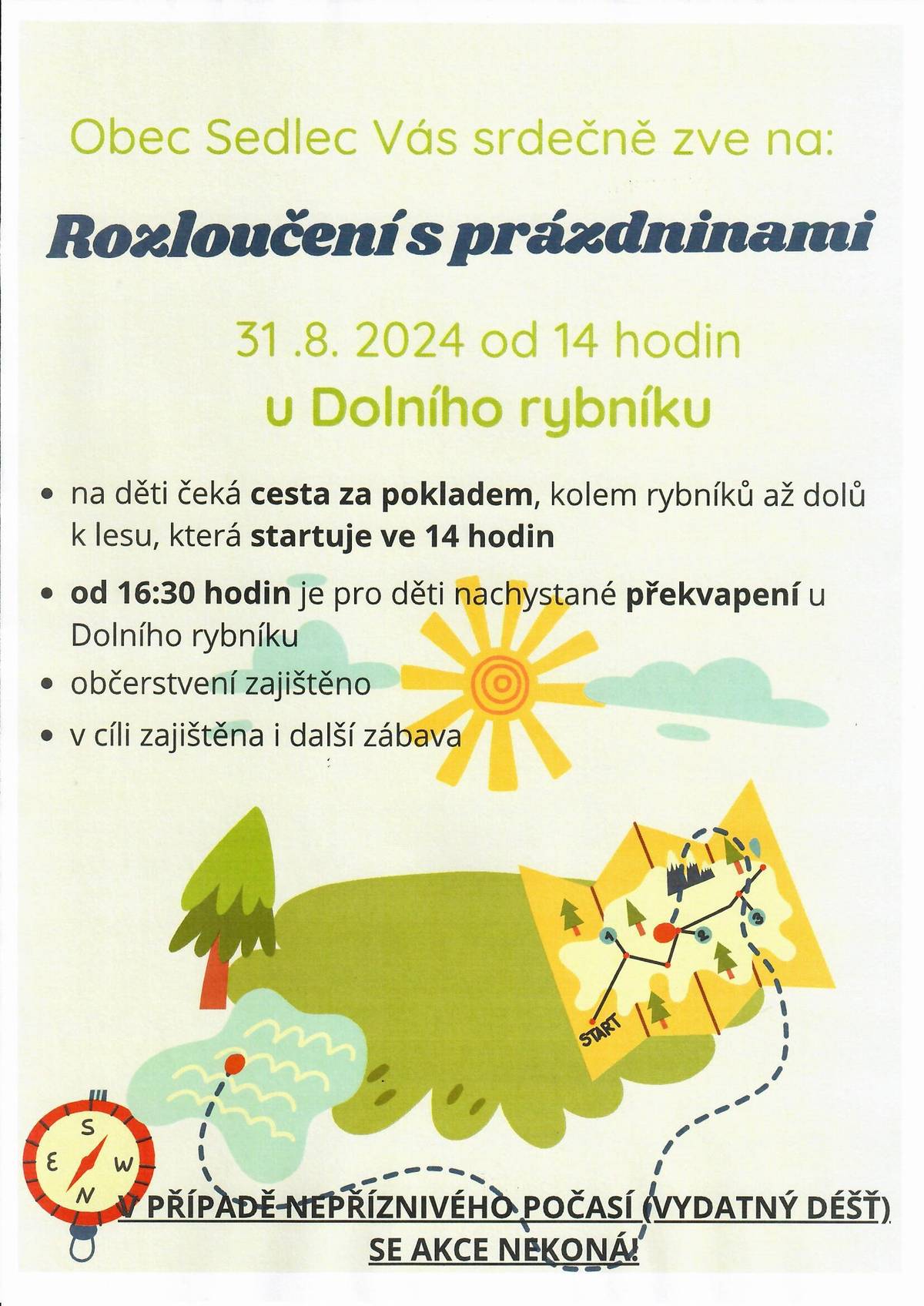 Srdečně všechny zveme na rozloučení s prázninami u Dolního rybníka.