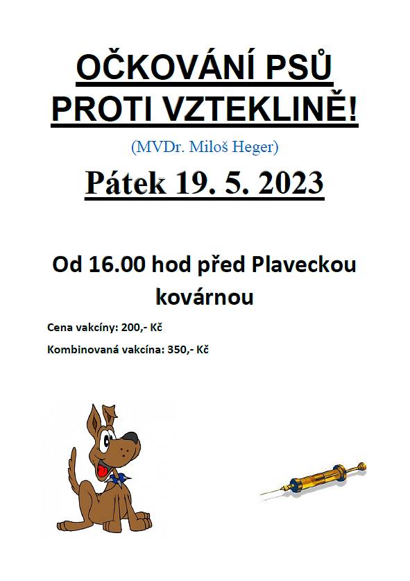 Opět nabízíme možnost očkování psů proti vzeklině v naší obci.