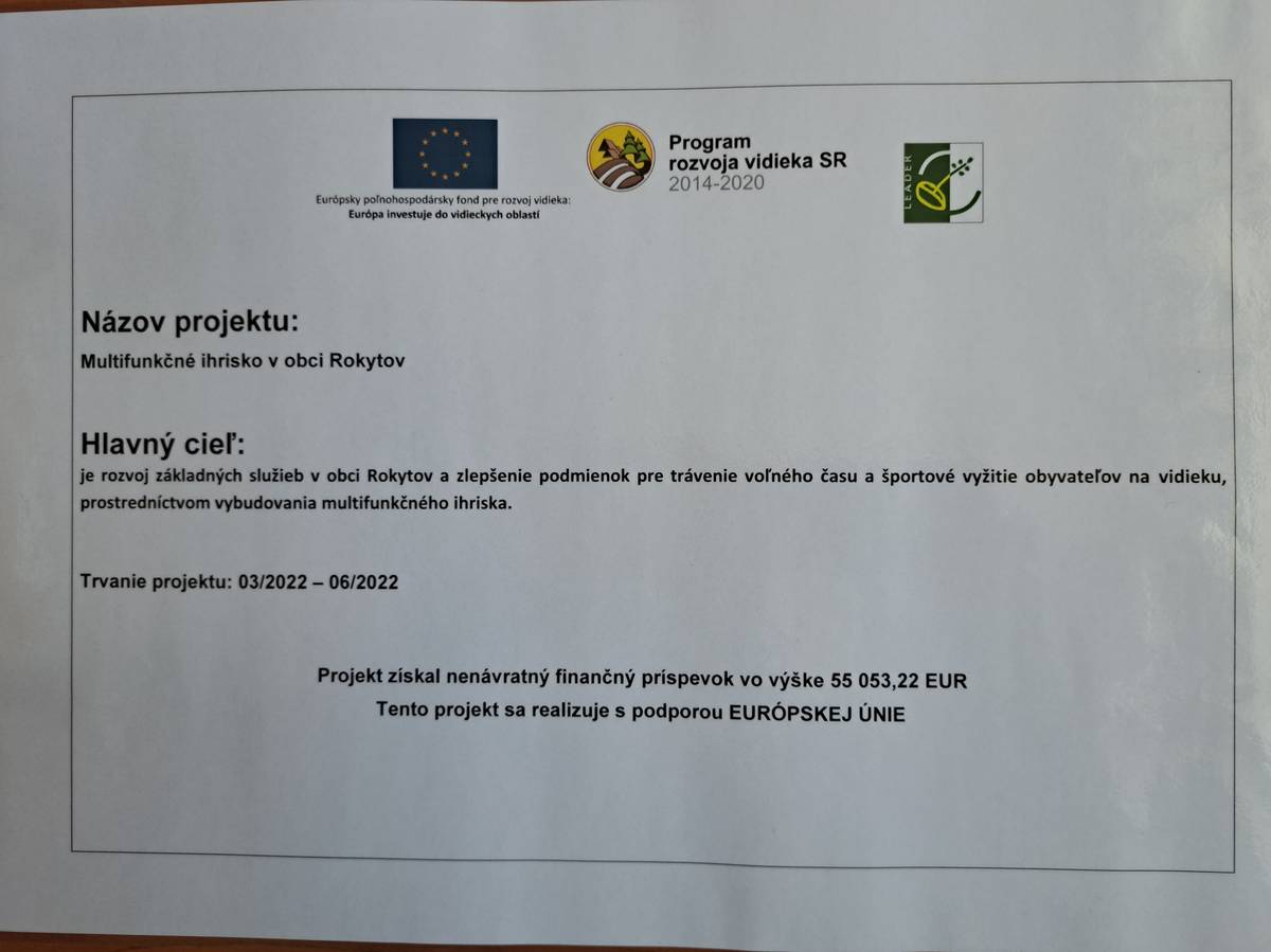 Projekt  Multifunkčné ihrisko Rokytov
