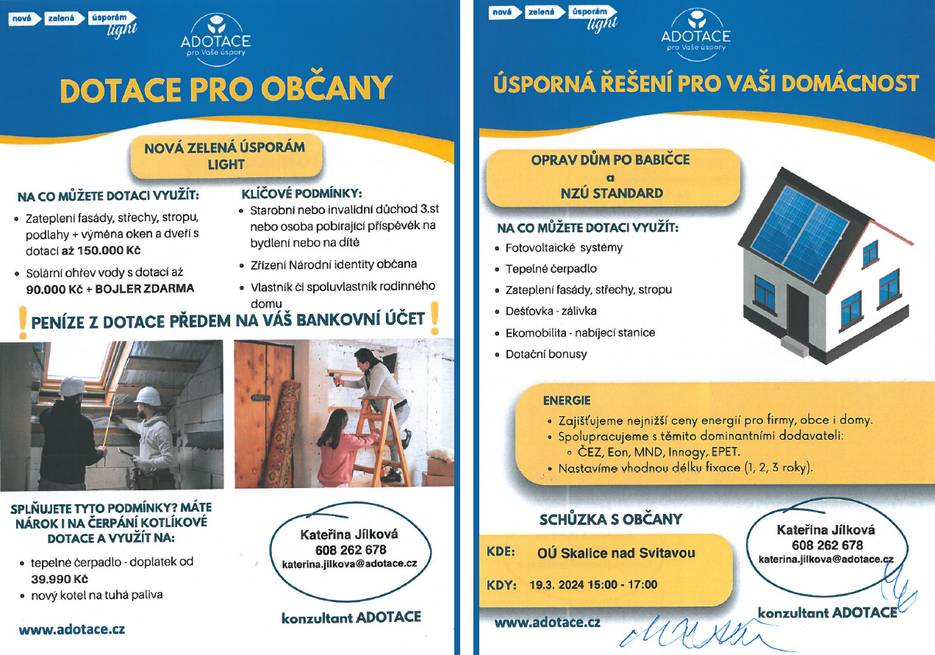 Pozvánka od společnosti ADOTACE na setkání s občany