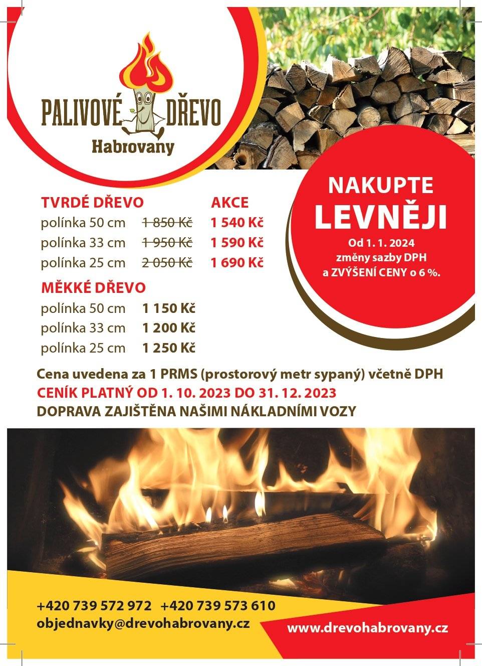 Společnost Dřevo Habrovany Vám nabízí nejlevnější štípané tvrdé i měkké palivové dřevo s dovozem až k Vám domů. Polínka o délce 25, 33 a 50cm, v akční nabídce máme i suché dřevo k okamžitému topení. Objednávejte na telefonním čísle : 739 572 972 nebo www.drevohabrovany.cz.
