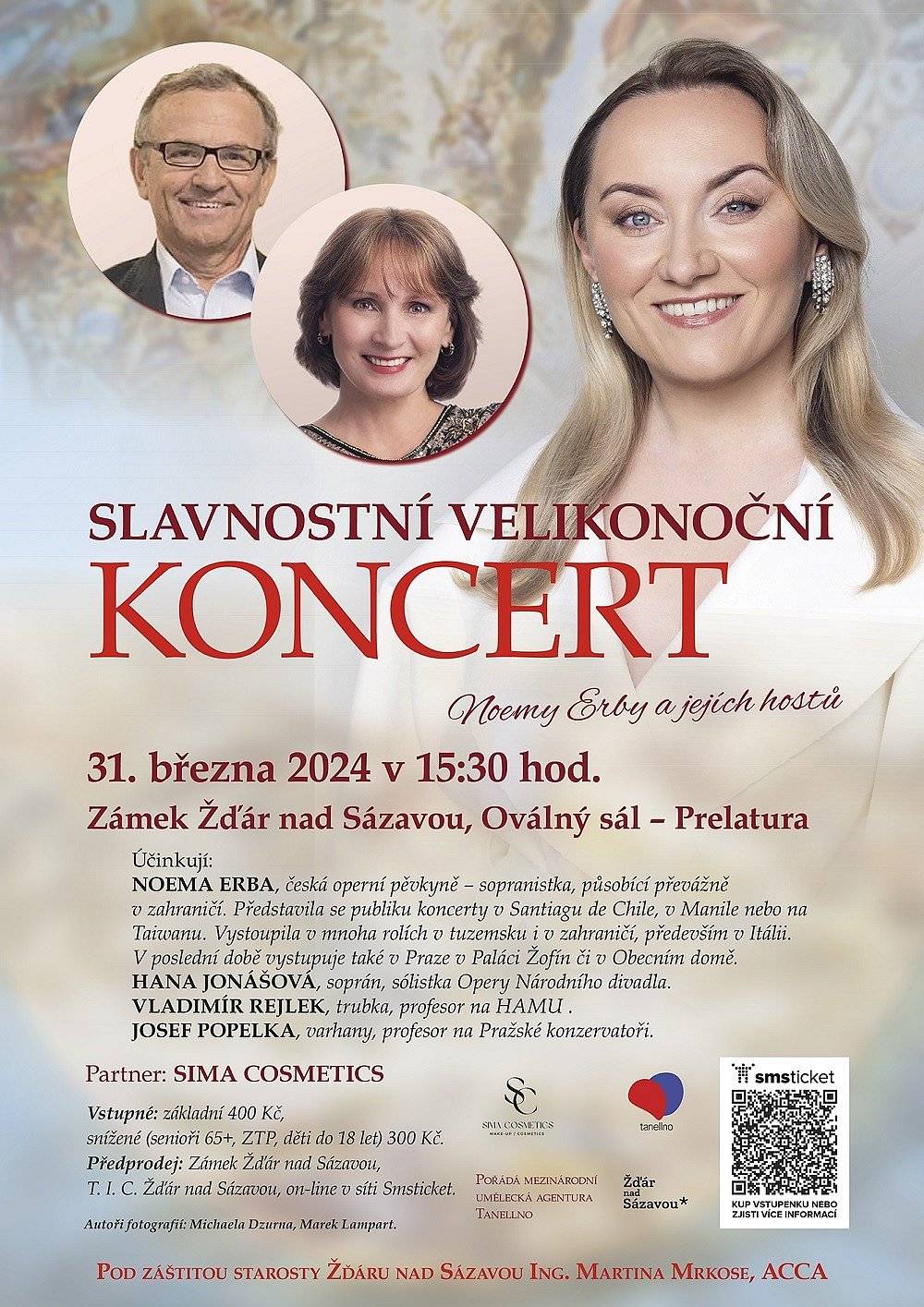 Slavnostní velikonoční koncert na zámku ve Žďáru nad Sázavou, 31. března v 15:30 hodin.