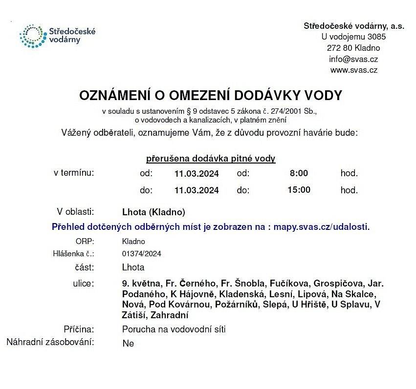 porucha na vodovodní síti