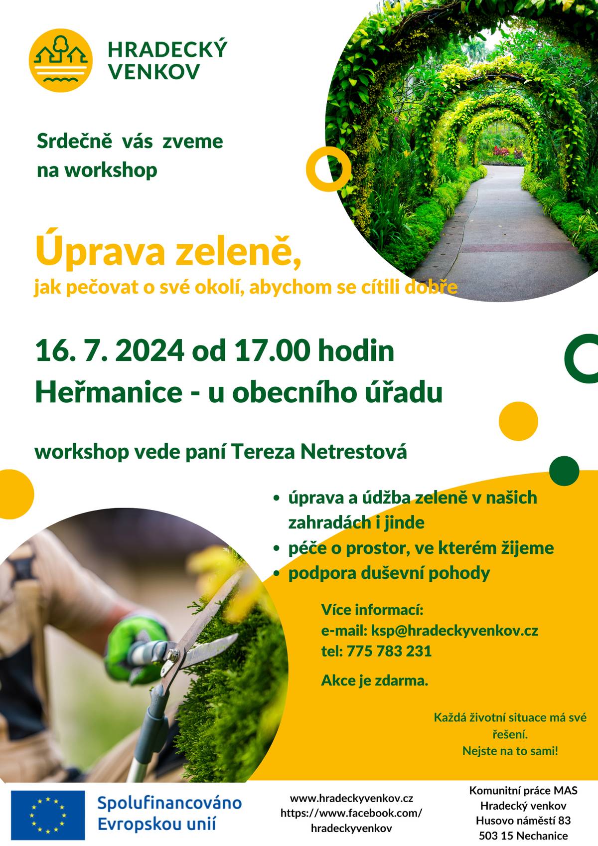 Obec Heřmanice společně s MAS Hradecký Venkov srdečně zve občany na besedu o úpravě zeleně "jak pečovat o své okolí" v úterý 16.7.2024 od 17:00 hod. na Obecním úřadě v Heřmanicích.