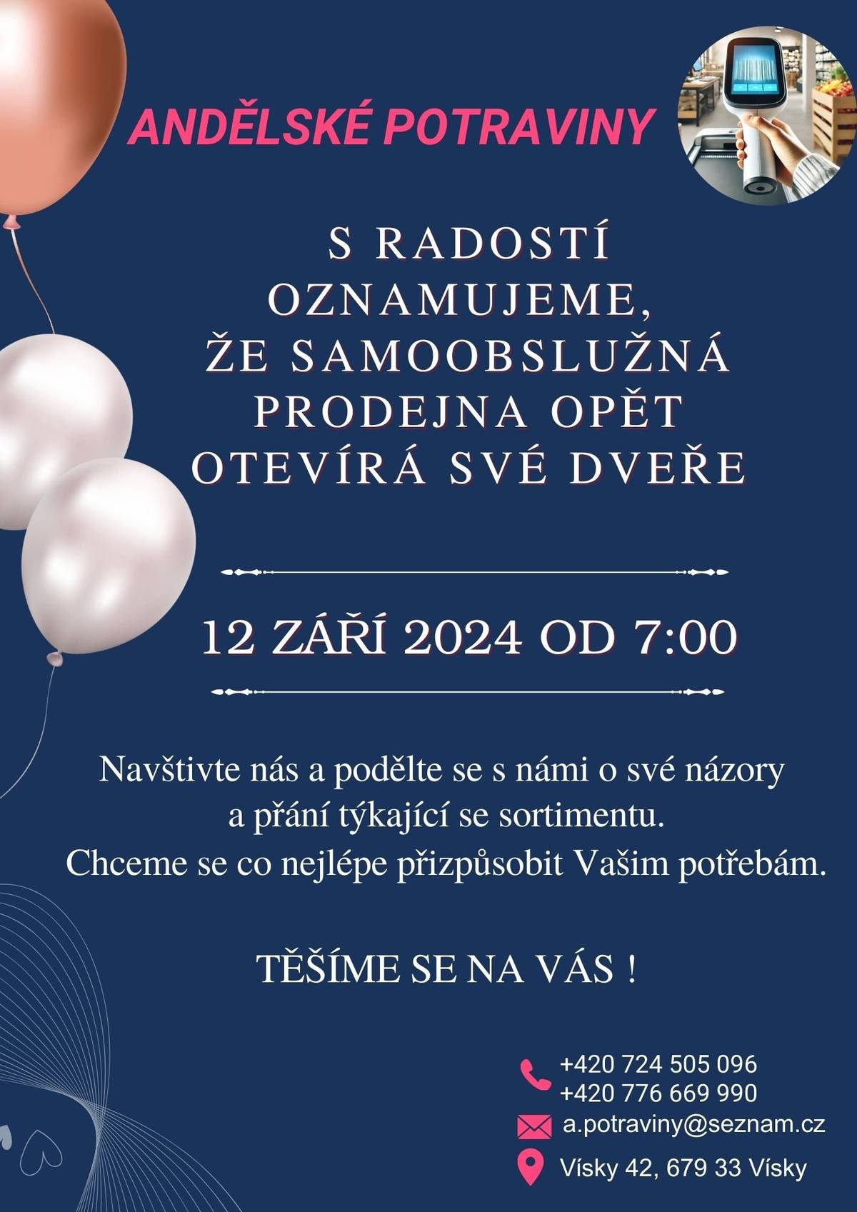 Nové otevření obchodu Vísky, 12.9. od 7 hod.