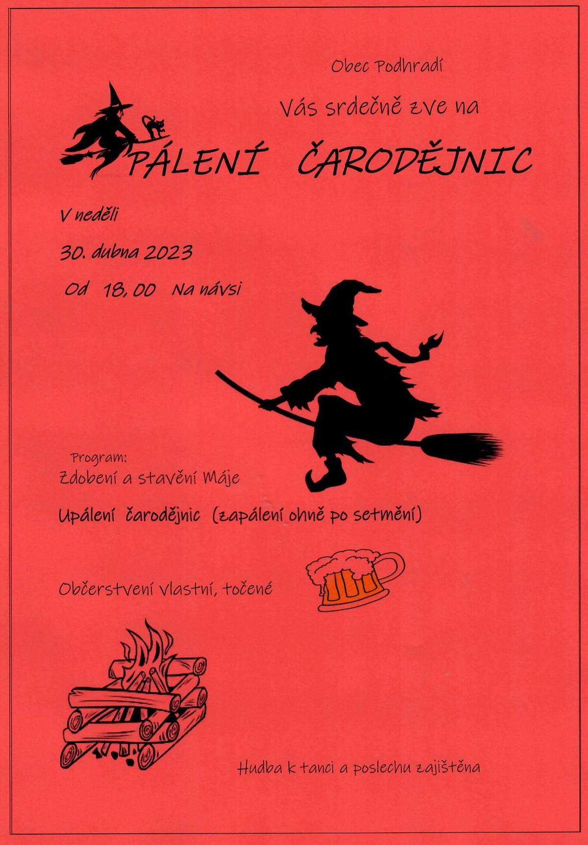 V neděli 30. dubna 2023 od  18,00 Na návsi