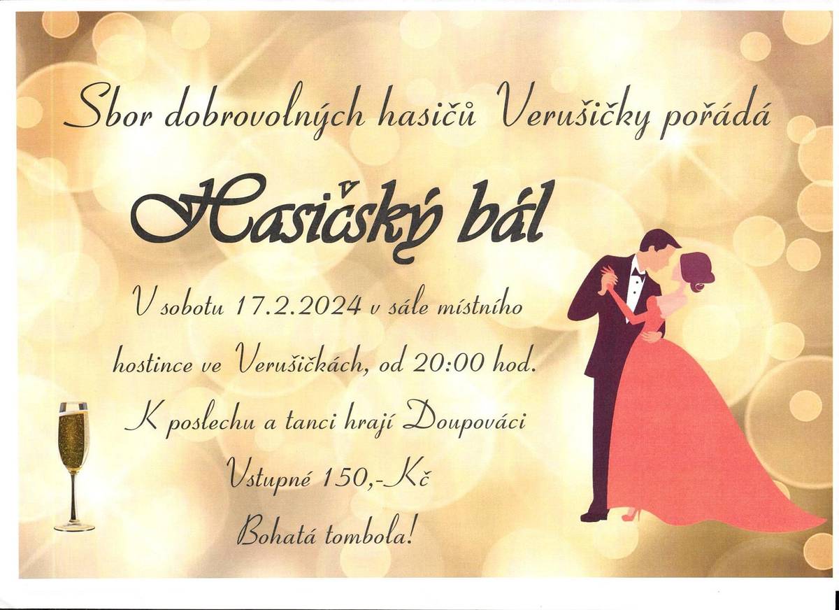 Hasičský bál Verušičky, 17.2.2024 od 20:00 hodin.