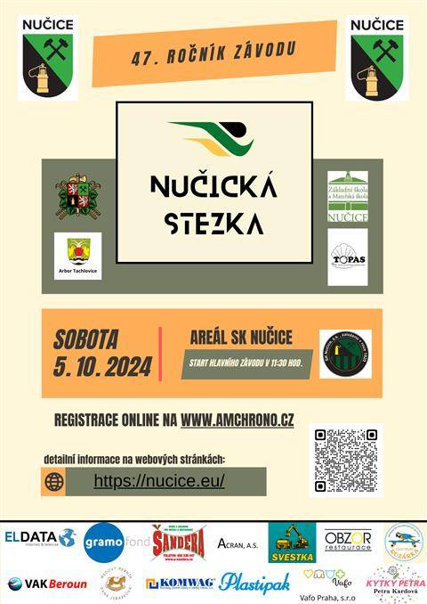 Obec Nučice vás zve na tradiční běžecký závod Nučická stezka, který má letos 47.ročník a těšíme se, že se opět uvidíme v hojném počtu, jako v předchozích letech.