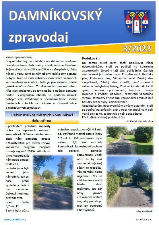 V elektronické podobě ve formátu PDF zde..
Další zpravodaje zde...