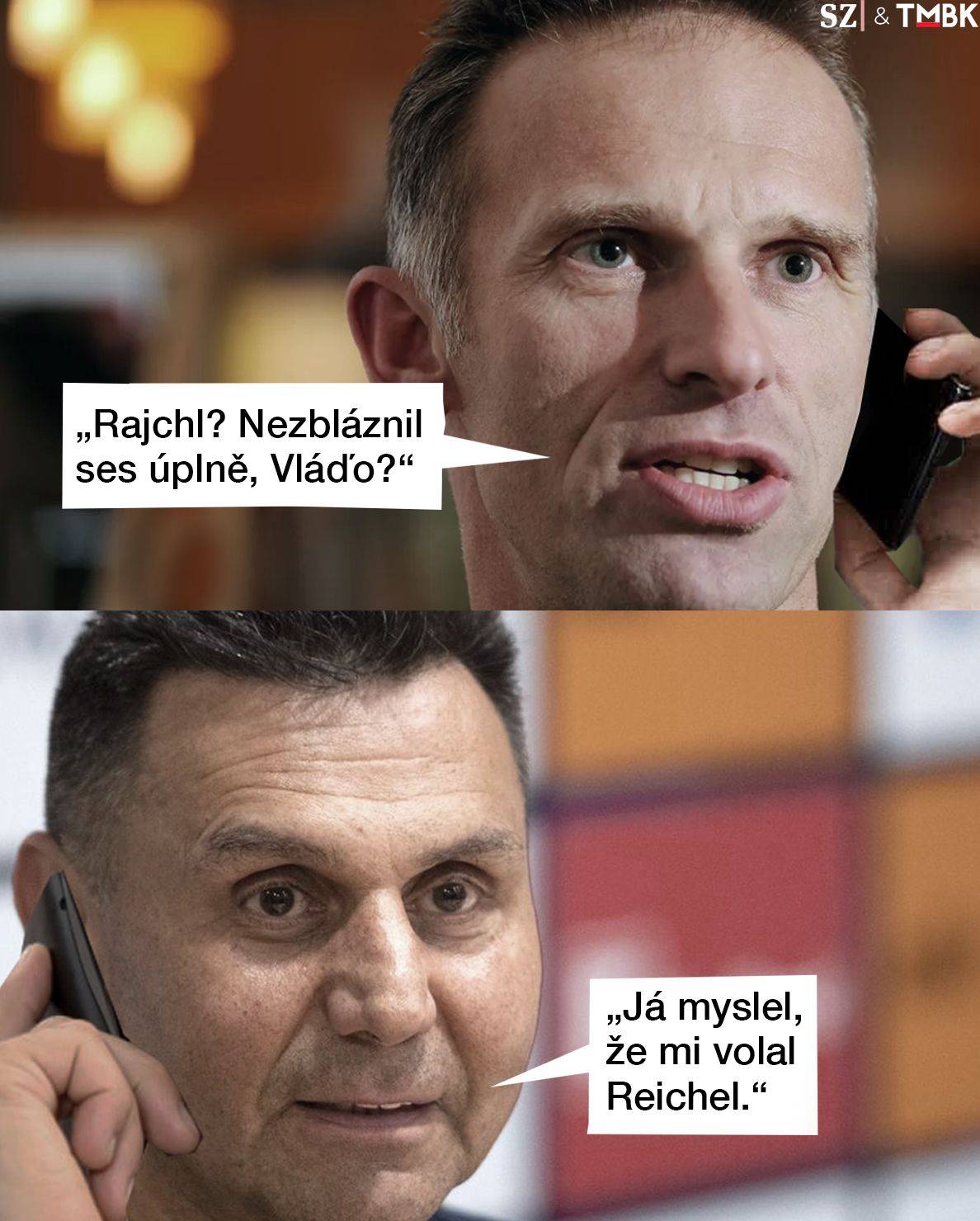 Kdysi věhlasný hokejista a trenér Vladimír Růžička kandiduje v evropských volbách za stranu proruského Jindřicha Rajchla. Kolega Hašek z něj vymámil pravou příčinu. Koláž TMBK pro Seznam Zprávy.