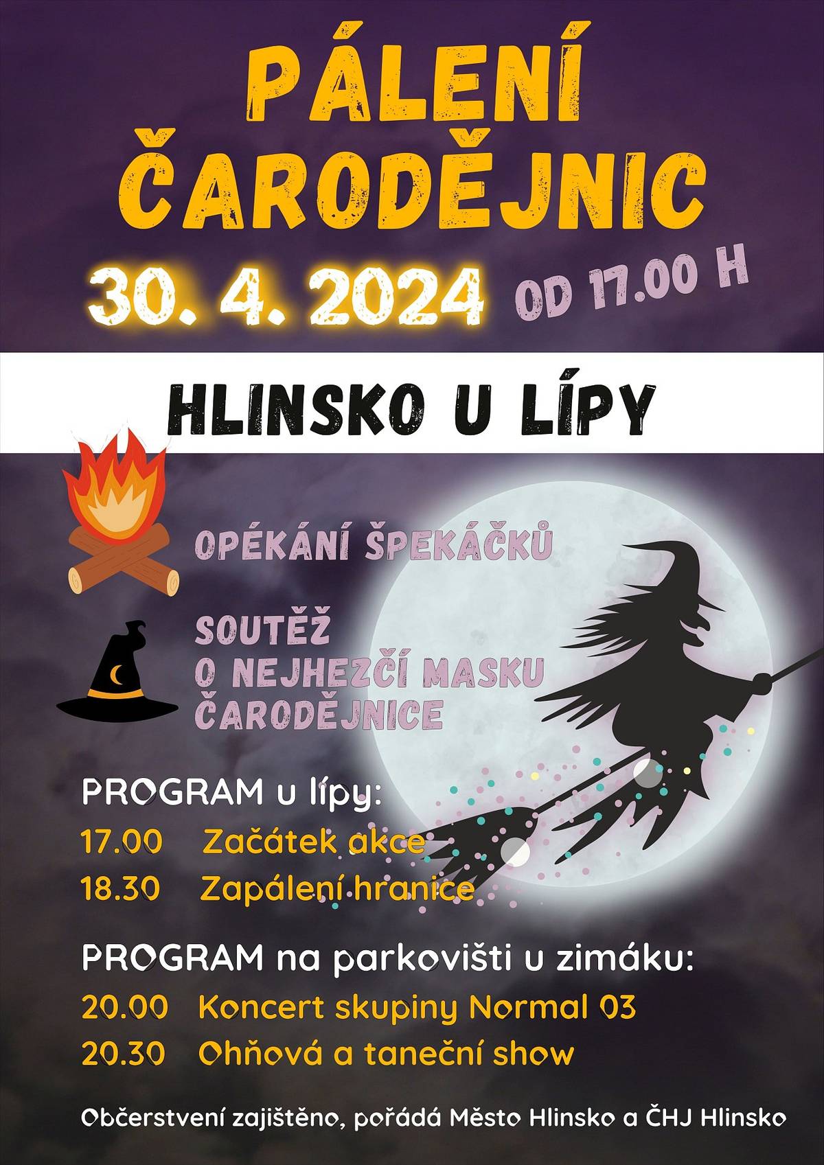 KINO V MFC
 
Pátek 3. května od 19 h
 
Django
Přezdívku Django dostal Petr Janda při koncertování ve Francii v osmašedesátém roce. Francouzi jeho jméno stále komolili a oslovovali ho „Žambon", což je šunka, „Žanda" nebo „Žamon". Až mu bubeník Jan Antonín Pacák začal říkat Django podle slavného francouzského jazzového kytaristy jménem Jean „Django" Reinhardt, který je Petrův velký vzor. Český rockový zpěvák Petr Janda, frontman skupiny Olympic, skladatel a kytarista, jedna z největších legend v historii české populární hudby, oslavil v květnu roku 2022 své osmdesáté narozeniny a koncem téhož roku šedesáté výročí své kapely Olympic. V rámci dvojitého jubilea vznikl celovečerní dokumentární film o mimořádném muzikantovi a otci čtyř dcer. Režisérka vytvořila poutavý příběh o lásce k hudbě, o posedlosti a zápalu, o skládání a hraní. O krásách a trápení, která přináší tvorba a muzikantský život. O bolestech ze ztrát svých milovaných a také blízkých přátel. O pochybeních slabostech v době normalizace, která házela bigbeatové hudbě a kultuře klacky pod nohy. Film o lásce a přátelství. O otcovství, které je pro něj dnes tím hlavním smyslem, pro co žít. Režie: Olga Malířová Špátová.
Dokument ČR, 105 minut, mládeži přístupno, vstupné 140 Kč
 
 
MĚSTSKÁ GALERIE
 
prodlouženo do 12. května
 
Martin Šmíd
Velkoformátové kresby
Autor je dlouholetý pedagog v oboru designu a umění na Vysočině a v Pardubickém Kraji. Výstava je souborem jeho prací za posledních šest let. Inspirací je nejčastěji krajina Vysočiny a okolí města Polička, kam autor uniká před městem do svého ateliéru v obci Radiměř. Tématem jsou převážně určité výseče z krajiny, netradiční zátiší a nejčastěji je předlohou vlastní zahrada.
Otevírací doba: Út – Pá 9 – 12, 13 – 16 h; So, Ne, svátky 13 – 16 h
 
 
U LÍPY a PARKOVIŠTĚ U ZIMNÍHO STADIONU
 
Úterý 30. dubna od 17 h
 
Pálení čarodějnic
Soutěž o nejhezčí masku čarodějnice. Opékání špekáčků.
Program u lípy:
17 h – začátek akce
18.30 h – zapálení hranice
Program na parkovišti u zimního stadionu:
20 h – koncert skupiny Normal 03
20.30 h – ohňová a taneční show
 
 
MUZEUM V PŘÍRODĚ VYSOČINA – VESELÝ KOPEC
 
Sobota 4. května od 10 do 16 h
 
Hrnčířská sobota
Ukázky práce hrnčířů a keramiků, prodej jejich výrobků, praktické ukázky a dílničky pro děti. Možnost vyzkoušet si točení na kopacím nebo elektrickém hrnčířském kruhu. V jedné z roubenek bude nachystána ukázka historických výrobků z hrnčířské hlíny, malý kvíz a úkoly pro zvídavé děti.
Doprovodný program: beseda se spisovatelem Jiřím Jilíkem o knížce Žítkovské čarování aneb Skutečný příběh žítkovských bohyní. Účinkuje Gajdoši z Kopanic, rodinná dudácká muzika ze Starého Hrozenkova.
 
do 31. října
 
Půlstoletí s vámi
Výstava ve statku z Mokré Lhoty přibližující padesátiletou historii muzea.
 
do 31. října
 
Příběhy z depozitáře
Výstava ve statku z Mokré Lhoty představí sbírkové předměty se zajímavým příběhem
 
 
MATEŘSKÉ CENTRUM HLINEČÁNEK
 
Pondělí 29. 4. od 15 do 19 h
 
Pálení čarodějnic
Tradiční opékání buřtů na zahradě, nebude chybět program pro děti.
Vstupné dobrovolné.
 
 
CENTRUM JANA XXIII.
 
1. května – 31. května
 
Když je jaro v plné kráse
Výstava prací dětí z Mateřské školy Rubešova.
Otevřeno dle harmonogramu Centra.
 
 
STŘEDISKO VOLNÉHO ČASU POHODA A POHODA COOL
 
Čtvrtek 2. května od 15.30 h
 
Tvoříme z pedigu
Vyrobíme si ošatky, dekorace, srdíčka a další drobnosti, které zvládnou děti samy. Aktivita je určená pro děti s doprovodem rodičů.
Cena 70 Kč (příspěvek na materiál).
 
 
FOTBALOVÝ STADION V OLŠINKÁCH
 
Středa 1. května od 10.30 h
 
FC Hlinsko – Prosetín
Fotbalové utkání krajského přeboru soutěže d