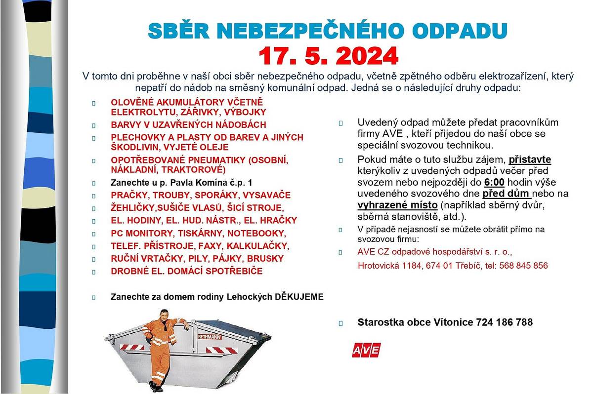 NEBEZPEČNÝ ODPAD 17.5.2024
