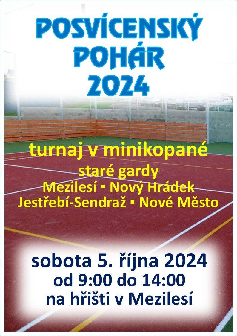 Dovolujeme si Vás pozvat na Posvícenský pohár, který se bude konat v sobotu 5. října na našem hřišti. Přijďte se podívat na bývalé, ale také na současné hráče, kteří jsou spjati s Mezileským fotbalem.