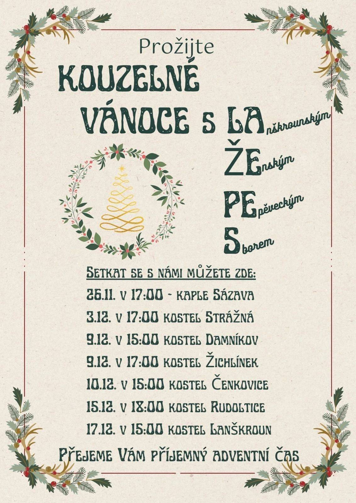 Koncert kouzelné vánoce od 15:00 v místním kostele.