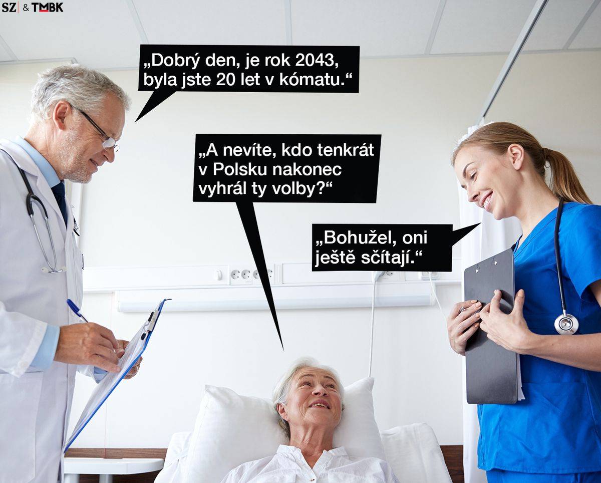 Rekordní volební účast způsobila, že se sčítání výsledků voleb v Polsku protáhlo. A ještě nejspíš na hodně dlouhou dobu protáhne. Další koláž populárního grafika pro SZ.