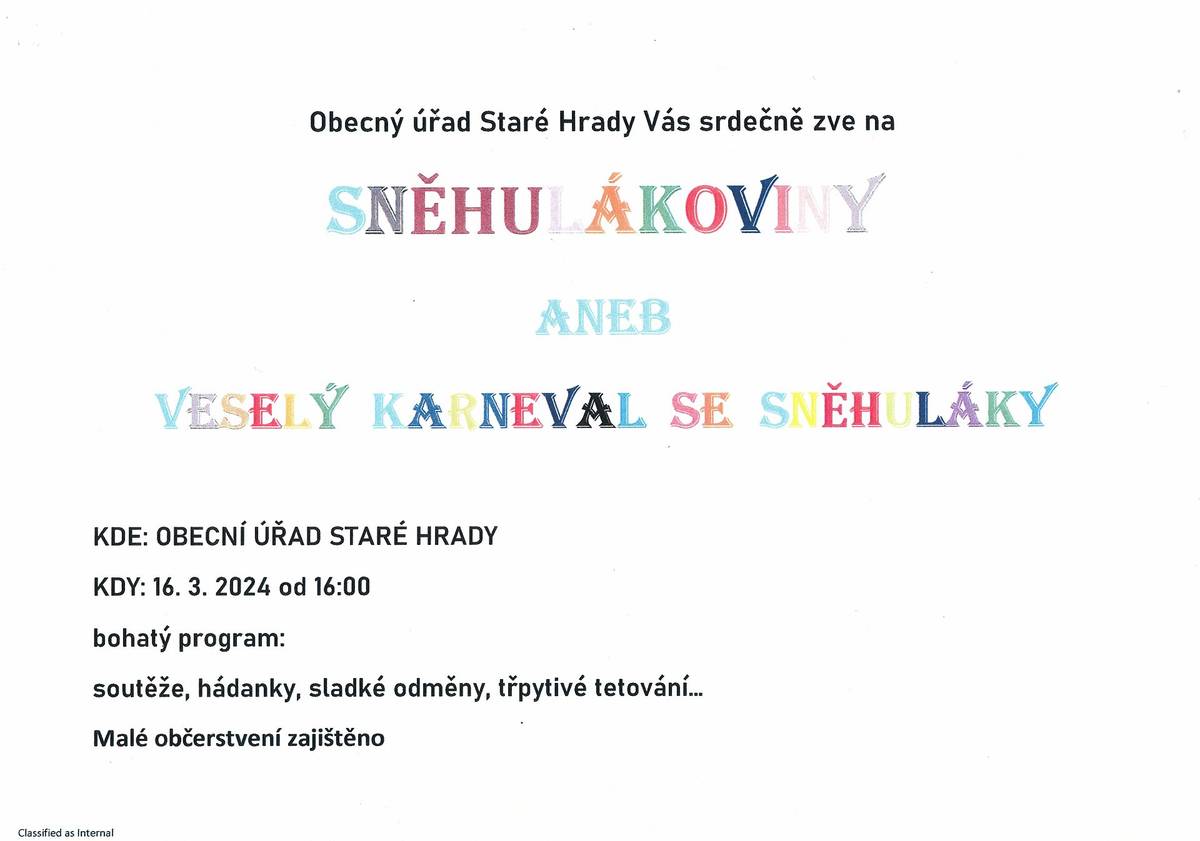 Pozvánka na dětský karneval