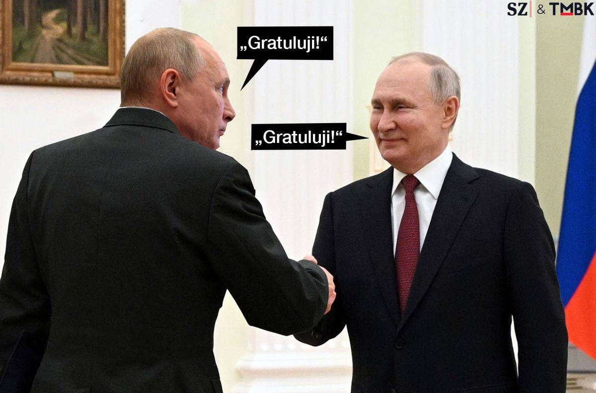 V Rusku se konala jakási parodie na volby. Zajímavé bylo sledovat jen to, kolik si Putin nechá připsat procent zisku. A jeho reakce, když se výsledek dozvěděl? Koláž TMBK pro Seznam Zprávy.