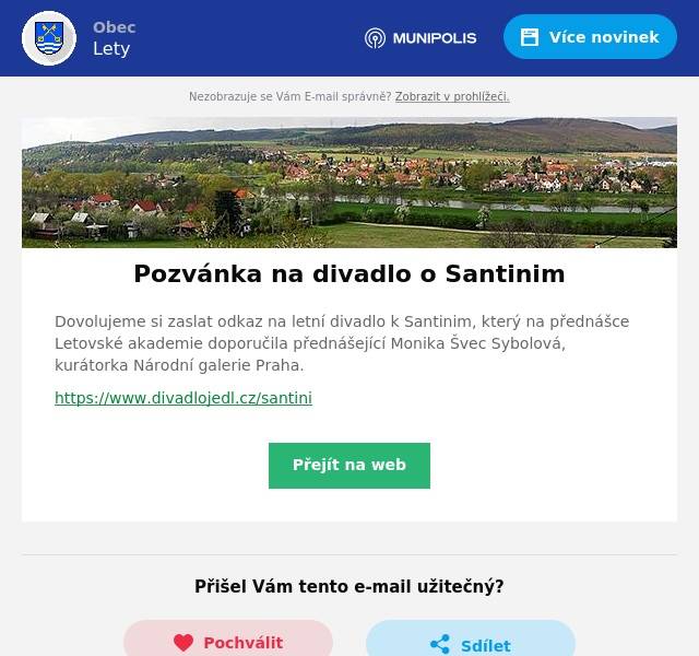 Dovolujeme si zaslat odkaz na letní divadlo k Santinim, který na přednášce Letovské akademie doporučila přednášející Monika Švec Sybolová, kurátorka Národní galerie Praha.
https://www.divadlojedl.cz/santini