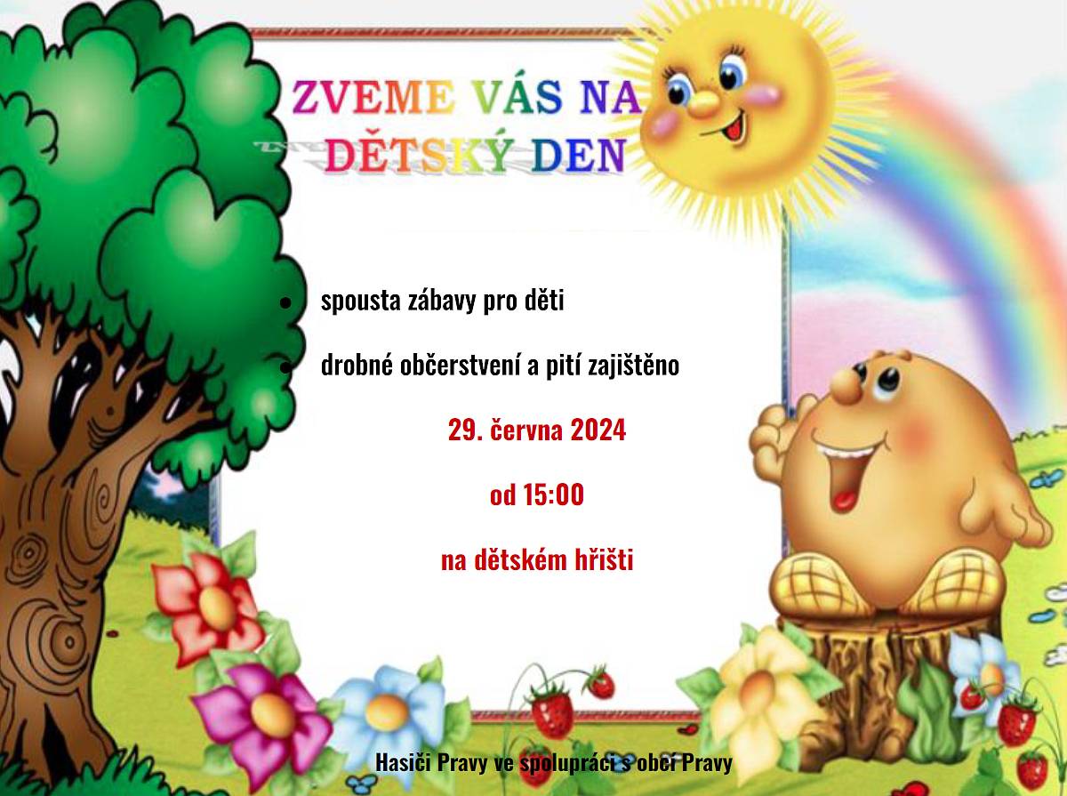 Připomínáme, že v sobotu 29. 6. 2024 se na dětském hřišti od 15 hodin koná dětský den.