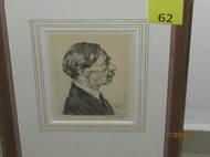 Max Švabinský: Portrét Paula Valéryho z profilu, 1955, barevný ofset.