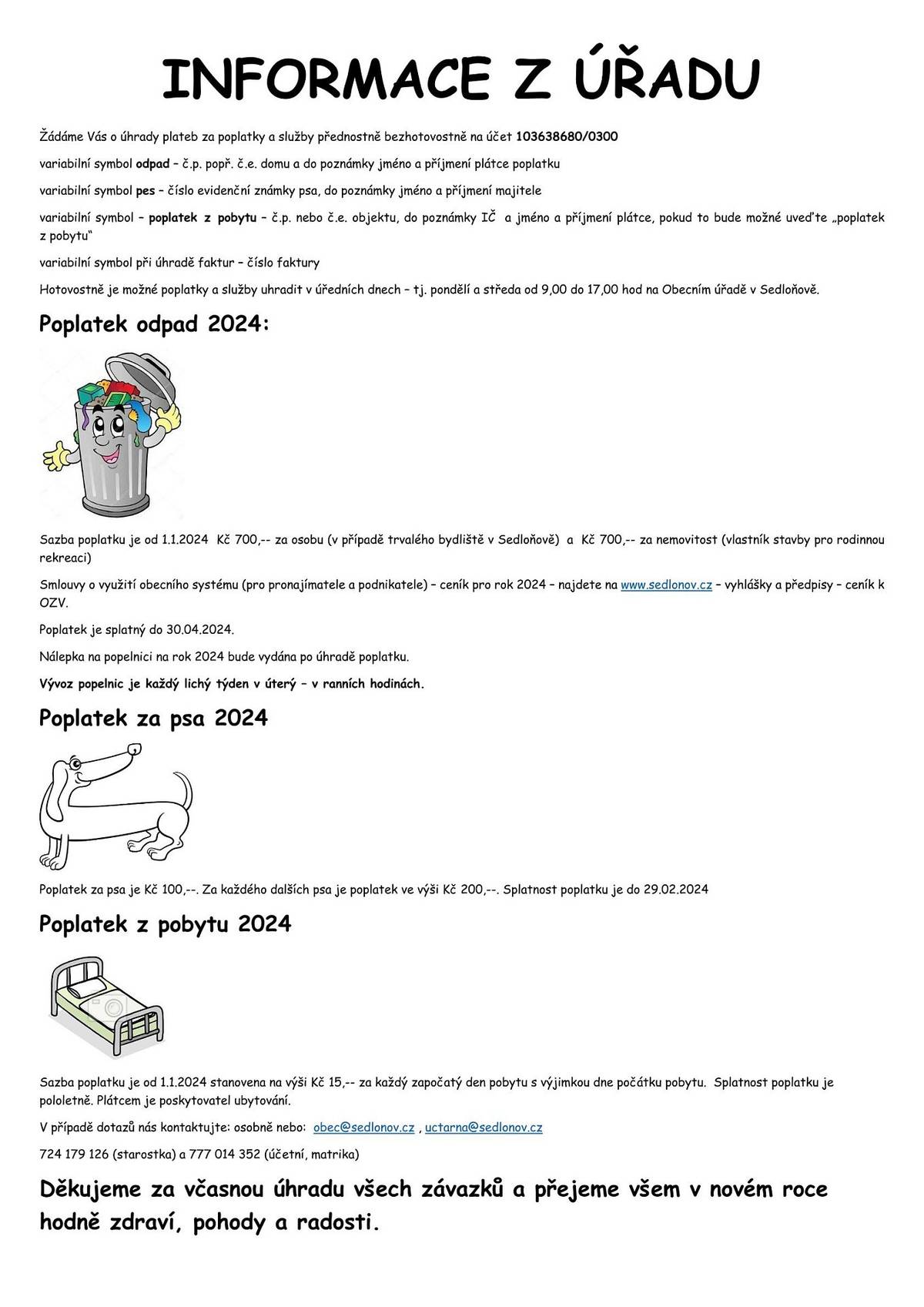 Zasíláme vám informace z úřadu pro rok 2024.