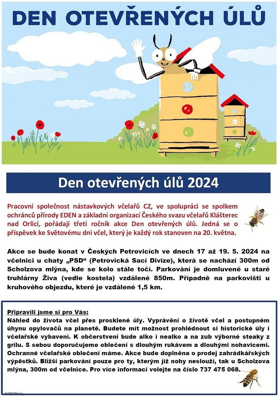 Den otevřených úlů v Českých Petrovicích ve dnech 17. 5. - 19. 5. 2024