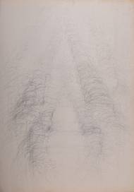 Na snímku z původní výstavy Narušená rovnováha jsou bezejmenné kresby Michaely Thelenové, 1993.