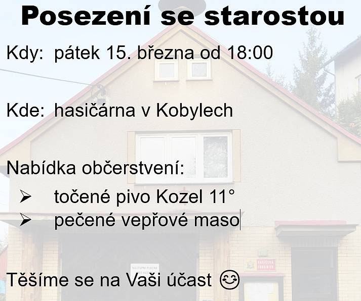 Zasíláme informace k březnovému posezení se starostou