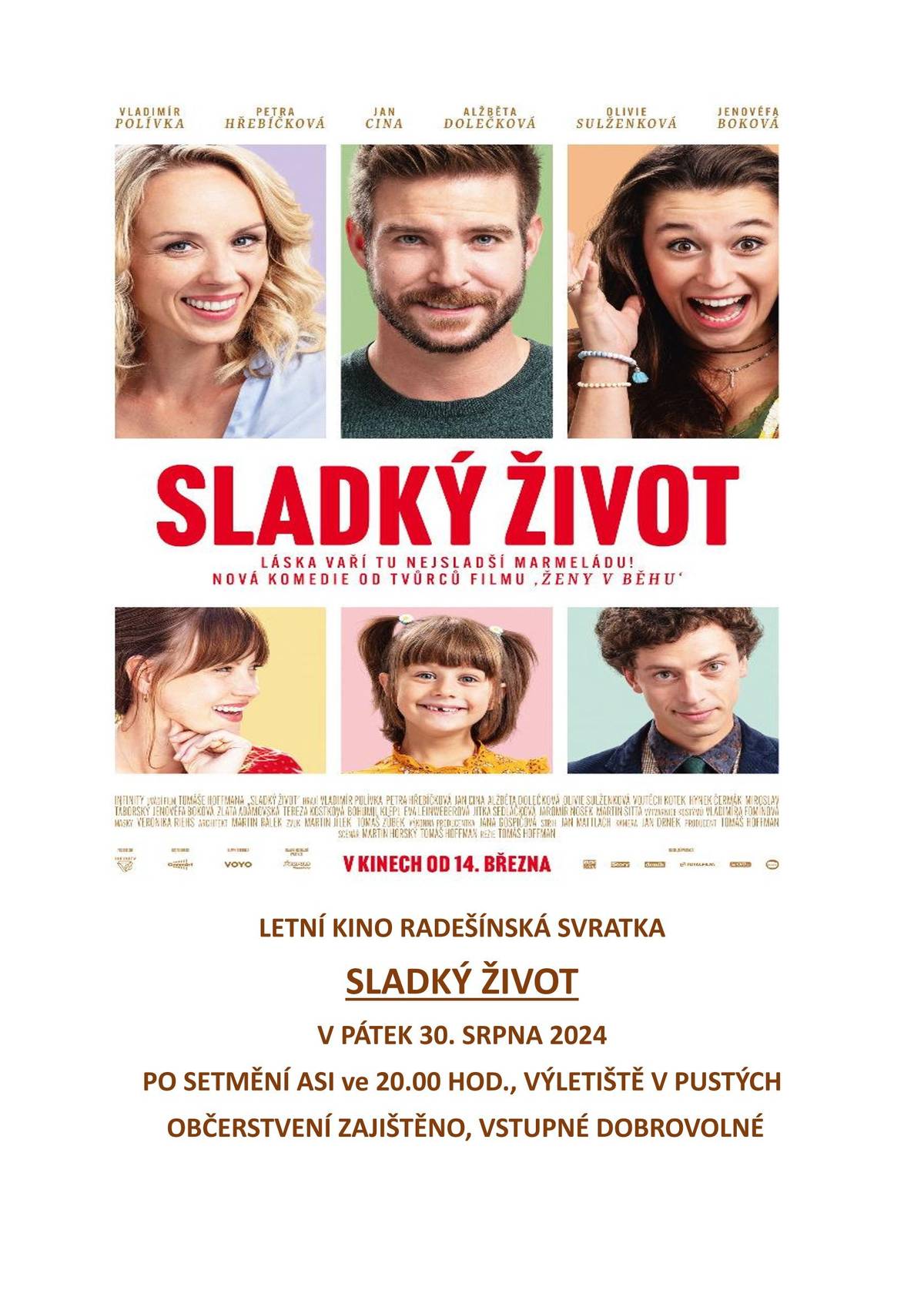Srdečně, Vás zveme na loučení s prázdninami v pátek 30.8. letní kino a v sobotu 31. 8.  program pro celou rodinu.