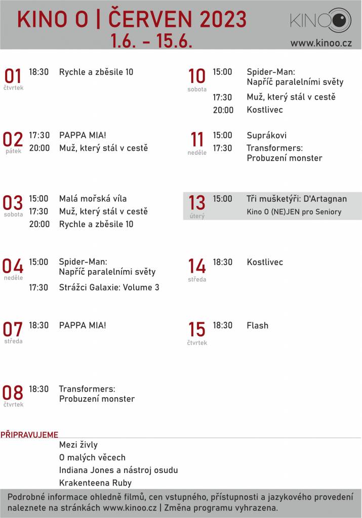Kino O Orlová představuje program promítání na první polovinu června.
Pokud jste ještě nestihli zhlédnout film Rychle a zběsile 10, tak to můžete napravit hned ve čtvrtek 1. června nebo v sobotu 3. června.
Pro děti jsou připraveny pohádky jako Malá mořská víla, Spider-Man nebo Suprákovi.
Každý si najde to své, přijďte se poba...