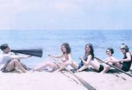 Lekce veslování, místo není uvedeno (snímek byl pořízen pravděpodobně ve dvacátých letech uplynulého století).